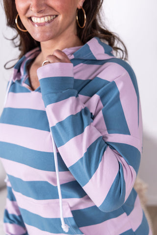 IN STOCK Rylie Striped Lightweight Hoodie - Blue and Purple FINAL SALE