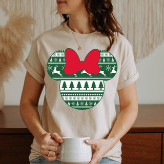Girl Green Reindeer Pattern Mouse Tshirt