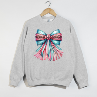 Pink & Blue Western Bow Crewneck