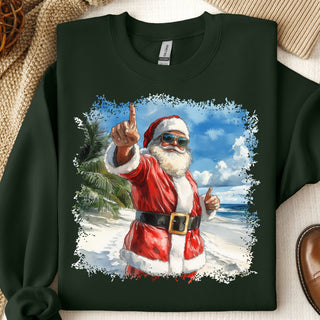 Number 1 Santa Beach Crew Sweatshirt