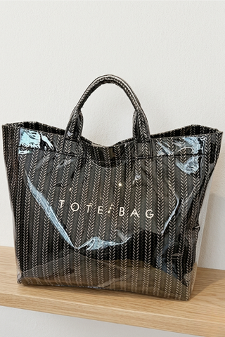 Black Chevron Vinyl TOTE BAG