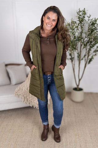 IN STOCK Whitley Waffle Snap Pullover - Brown
