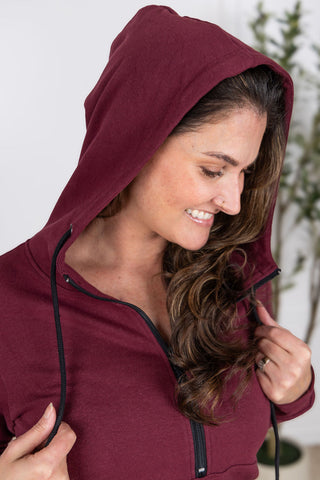 IN STOCK Pixie Pocket Halfzip Hoodie - Burgundy