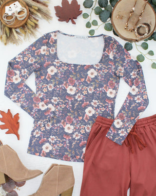 09.02 EN ROUTE Alyssa Long Sleeve Top - Blushwood Floral