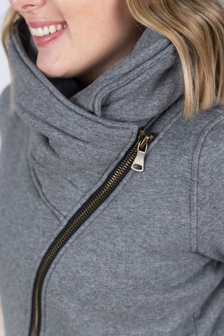 IN STOCK Quinn ZipUp Cowl - Charcoal