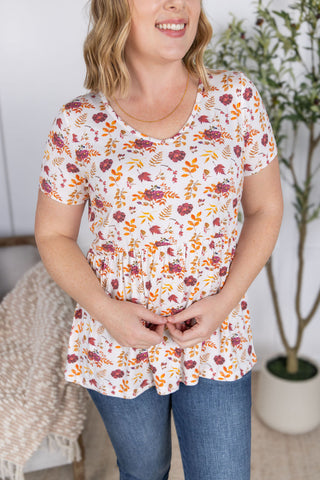 IN STOCK Sarah Ruffle Short Sleeve - Autumn Floral