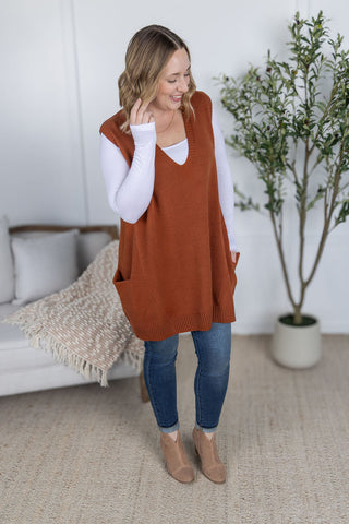 IN STOCK Tunic Sweater Vest - Rust FINAL SALE