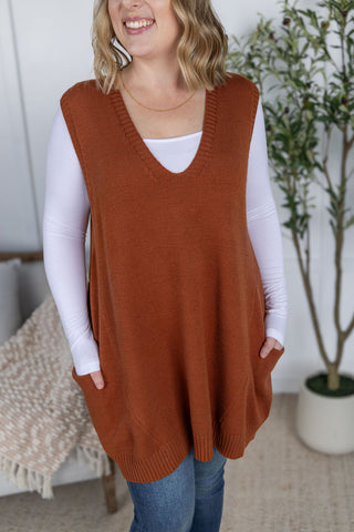 IN STOCK Tunic Sweater Vest - Rust FINAL SALE