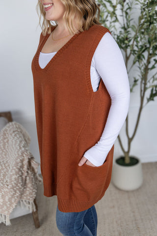IN STOCK Tunic Sweater Vest - Rust FINAL SALE
