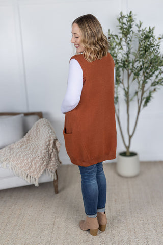 IN STOCK Tunic Sweater Vest - Rust FINAL SALE