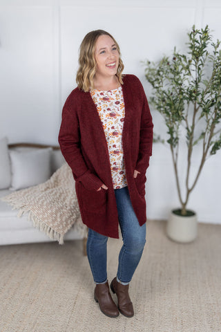 IN STOCK Madison Cozy Cardigan - Burgundy FINAL SALE