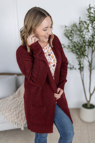 IN STOCK Madison Cozy Cardigan - Burgundy FINAL SALE