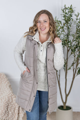 IN STOCK Harlow Long Vest - Latte