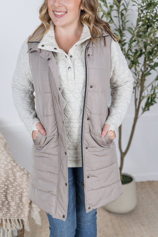 IN STOCK Harlow Long Vest - Latte