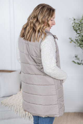 IN STOCK Harlow Long Vest - Latte