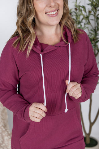 IN STOCK Kacey Ribbed Hoodie - Mulberry FINAL SALE