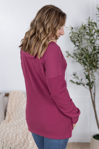 IN STOCK Kacey Ribbed Hoodie - Mulberry FINAL SALE