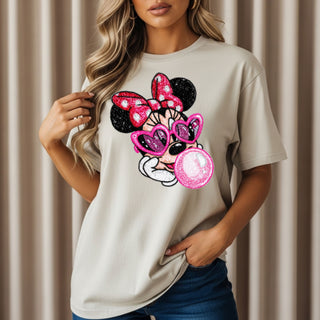 Faux Glitter Girl Mouse Tshirt