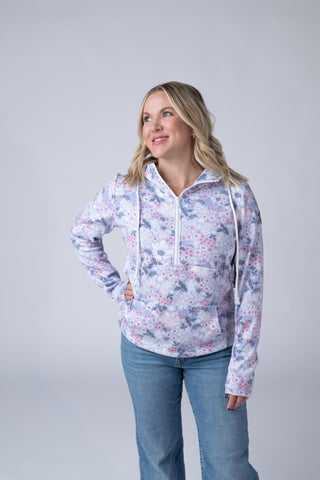 IN STOCK HalfZip Hoodie - Ditsy Blush Floral FINAL SALE