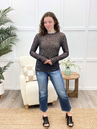 Shirley & Stone Black Leopard Mesh Top