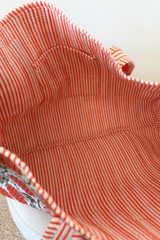 Waylon Orange Floral Print Tote Bag
