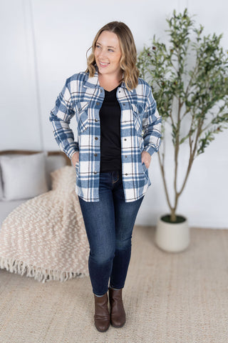 IN STOCK Norah Plaid Shacket - Blue Mix