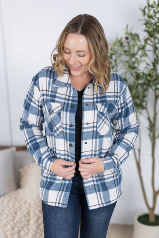 IN STOCK Norah Plaid Shacket - Blue Mix