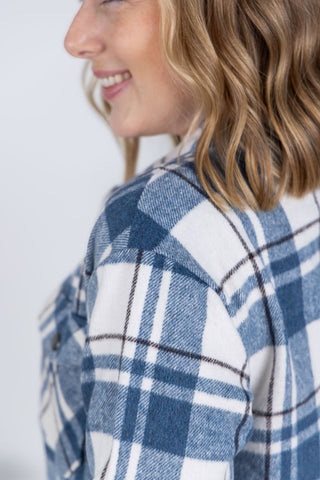 IN STOCK Norah Plaid Shacket - Blue Mix