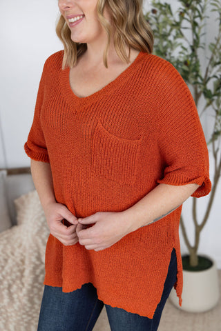 IN STOCK Annie Open Knit Top - Pumpkin