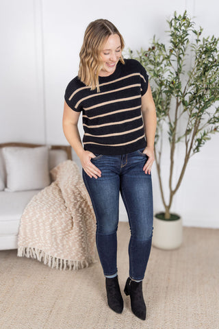 IN STOCK Striped Sweater Top - Black