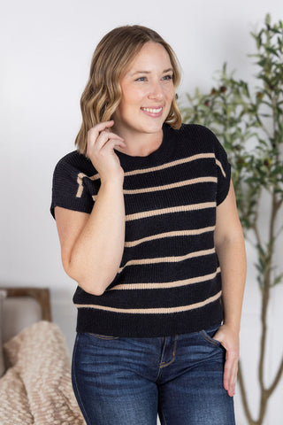 IN STOCK Striped Sweater Top - Black