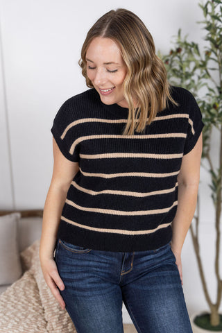 IN STOCK Striped Sweater Top - Black