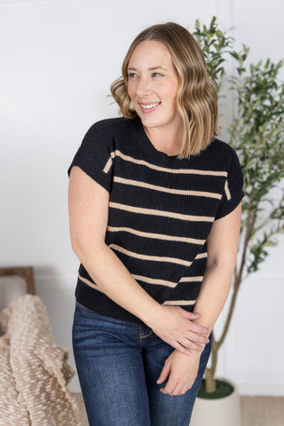 IN STOCK Striped Sweater Top - Black