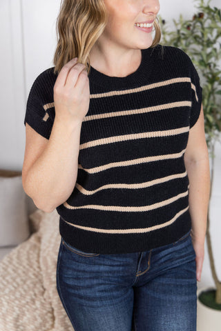 IN STOCK Striped Sweater Top - Black