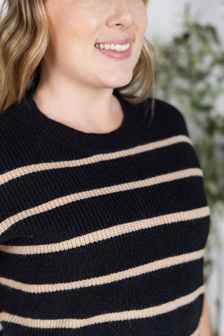 IN STOCK Striped Sweater Top - Black
