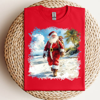 Traveling Beach Santa Tshirt