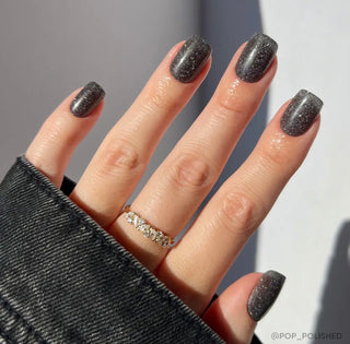 Glamnetic Press On Nails - Cosmic Black Glitter