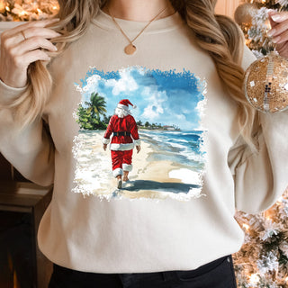 Walking Behind Santa Beach Crew Sweatshirt