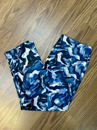 Blue Water Capri Leggings with Pockets