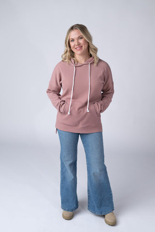 IN STOCK Kacey Ribbed Hoodie - Rose FINAL SALE