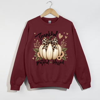 Pumpkin Cheetah Bow Crewneck
