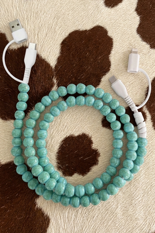 ETA 9/30-10/14 Turquoise Beaded Charging Cord