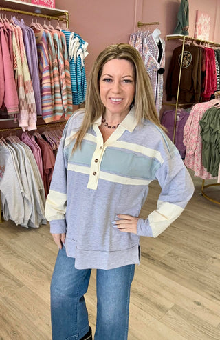 Downtown Grey Colorblock Top