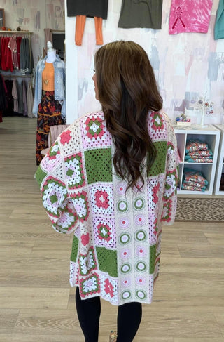 Petals & Patchwork Crochet Cardigan