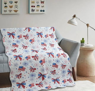 Patriotic Bows Quilted Throw