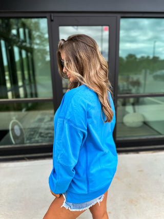 BIRDIE Sonic Blue Crewneck Cozy Pullover