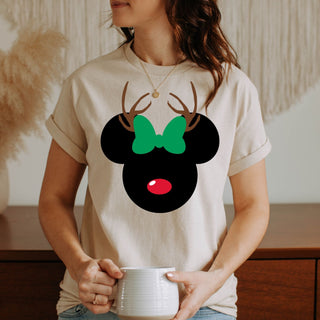 Green Girl Reindeer Mouse Tshirt