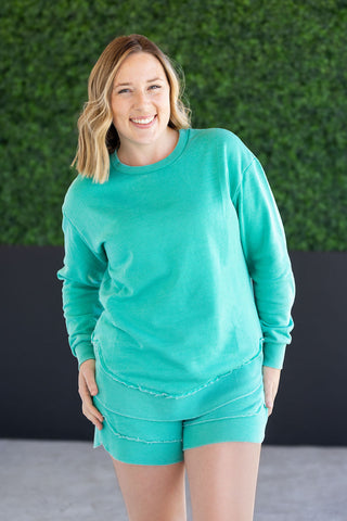 IN STOCK Vintage Wash Pullover - Caribbean Green FINAL SALE