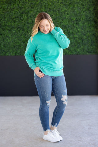 IN STOCK Vintage Wash Pullover - Caribbean Green FINAL SALE