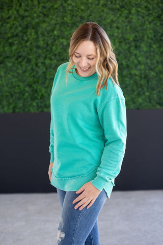 IN STOCK Vintage Wash Pullover - Caribbean Green FINAL SALE